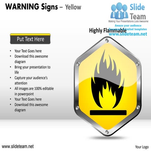 Warning sign yellow powerpoint presentation slides.
