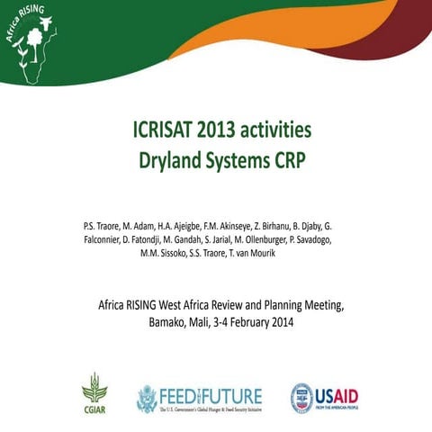 ICRISAT 2013 activities: Dryland Systems CRP