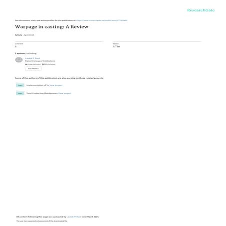 Warpage in casting a review