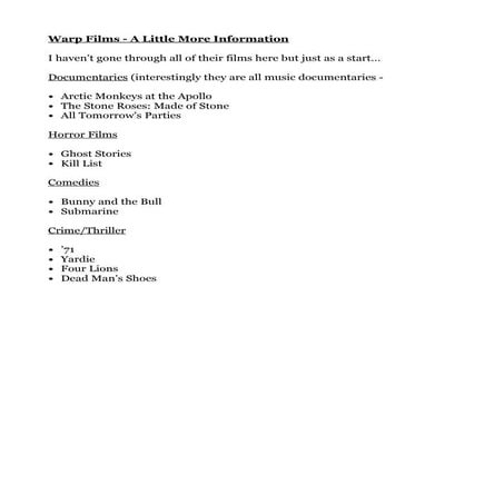 Warp films -  examples