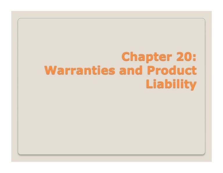Warranties and Product Liability