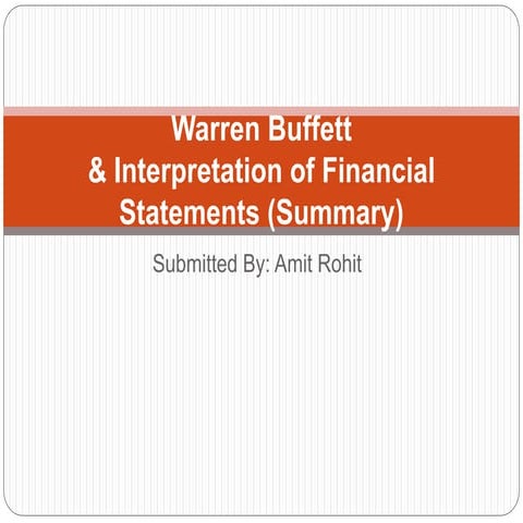 Warren buffett &amp; interpretation of financial statements