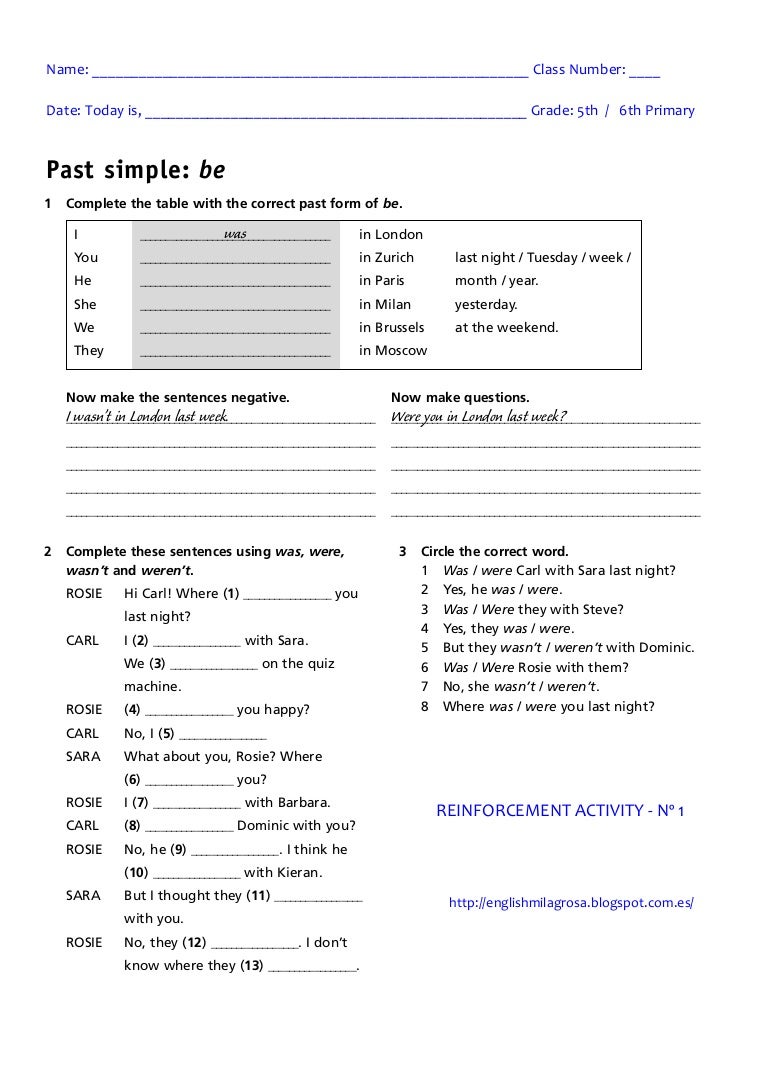 worksheet Were Where Worksheet was were worksheet