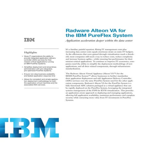 Radware Alteon VA for  the IBM PureFlex System