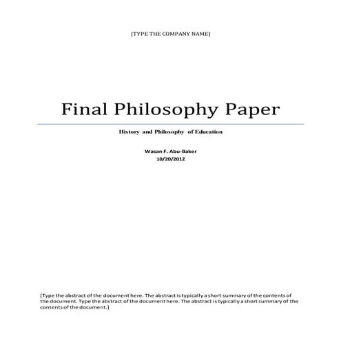 Wasan Abu Baker My  Philosphy In Education 