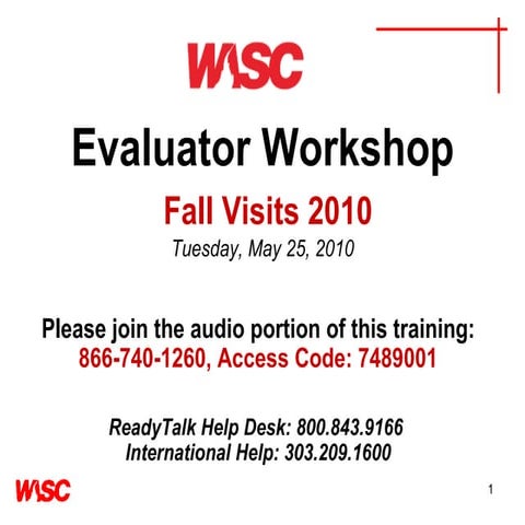 WASC Evaluator Training Fall 2010