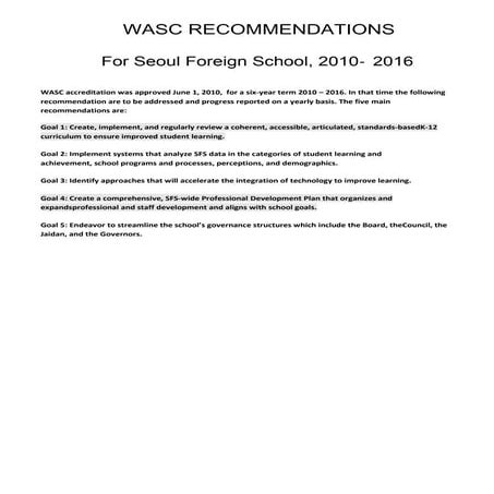 Wasc recommendations 2010 2016