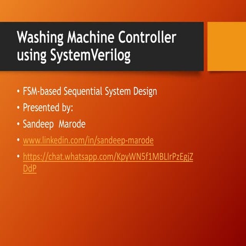 Washing Machine Controller project ppt on VLSI
