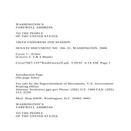 Washingtons Farewell Address | PDF