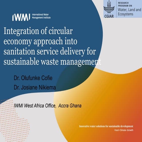 Integration of circular economy approach into sanitation service delivery for...