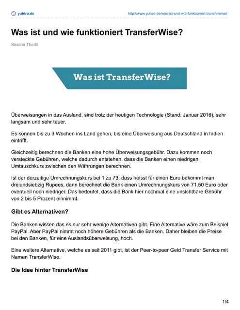 Was ist und wie funktioniert TransferWise