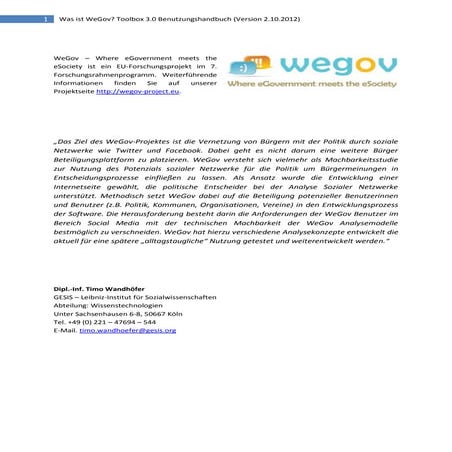 UPDATED USER GUIDE for the Final WeGov Toolbox 3.0: “Was ist WeGov?”(in German)