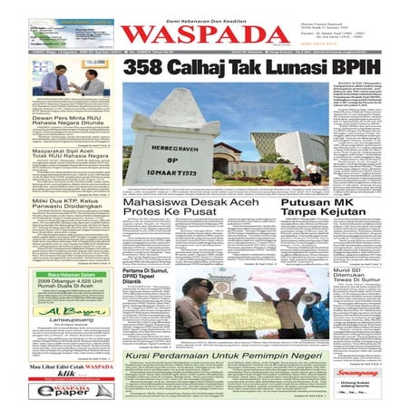 Waspada Aceh 14 Agustus 2009