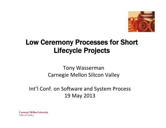 Wasserman Keynote at ICSSP 2013