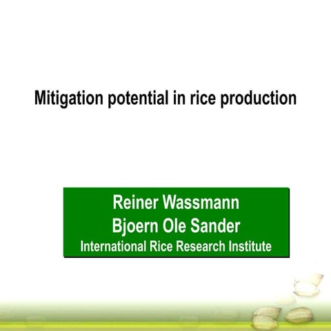Alternate weting and drying AWD, technology for rice | PPT
