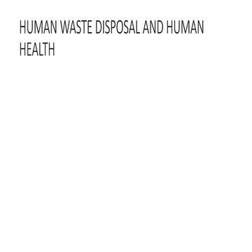 Human Waste Disposal and Its Impact on Human Health: A Medical ...