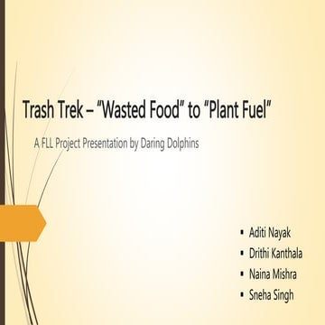 FLL "trash trek" project presentation - Wasted Food to Plan Fuel