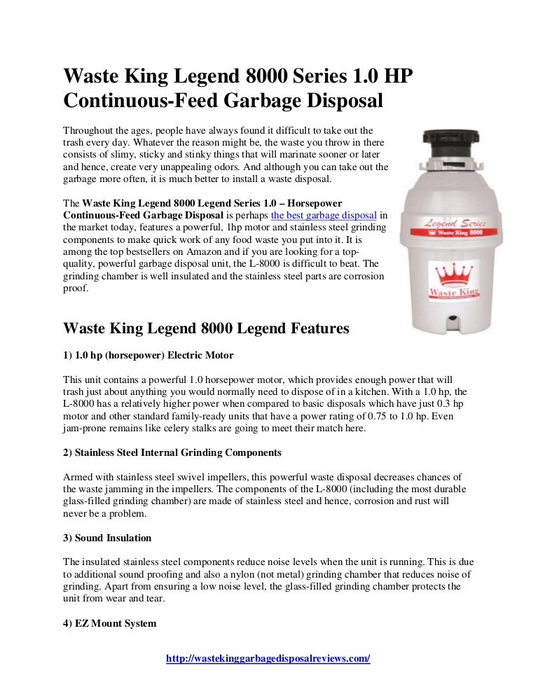 Waste King Legend 8000 The Best Garbage Disposal