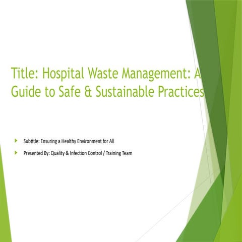 Waste Management in hospital in a structured manner