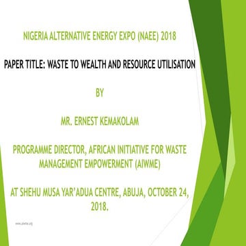Waste to wealth and resource utilisation