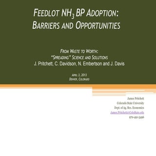 Feedlot Ammonia Best Practice Adopt...