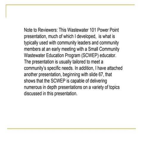 Wastewater 101: Decentralized approach, community process, and options