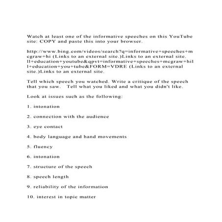 Watch at least one of the informative speeches on this YouTube s.docx