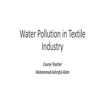 Water pollution in Textile Industry