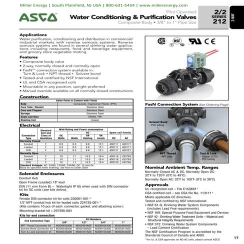 Solenoid Valves for Water Conditioning and Purification Systems and Equipment