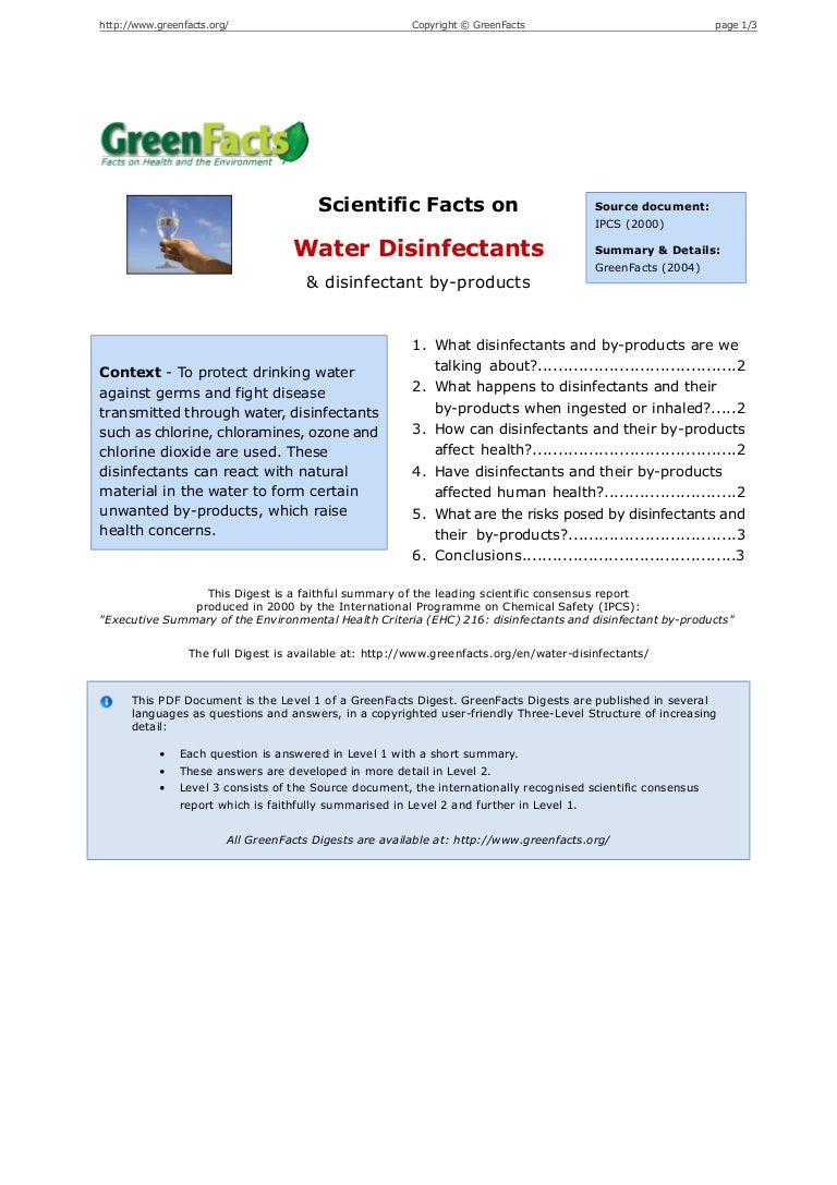 Water Disinfectants & disinfectant byproducts