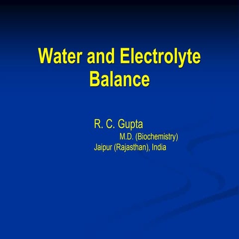 Water and electrolyte balance