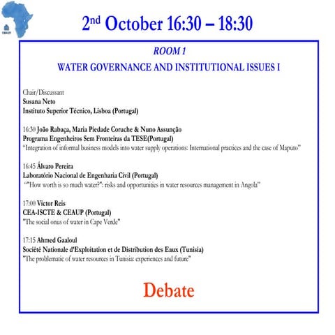Water Governance And Institutional Issues I Debate