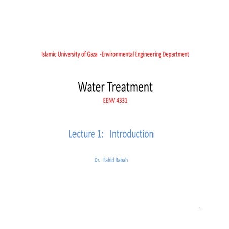 Water treatment-lecture-1-eenv
