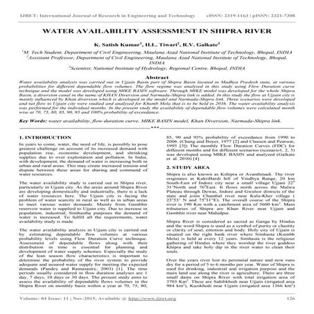 Water availability assessment in shipra river