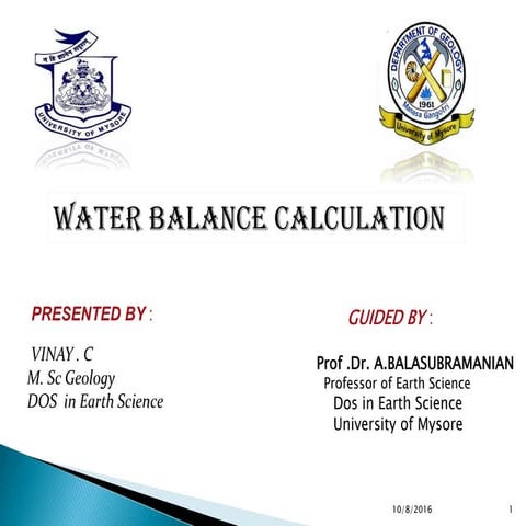 Water balance calculation