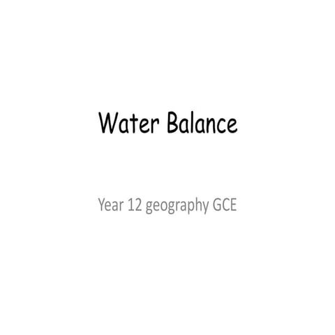 Water Balance  VLE