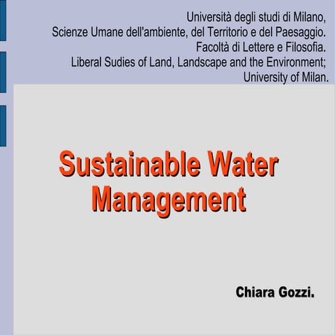 Sustainable Water Management