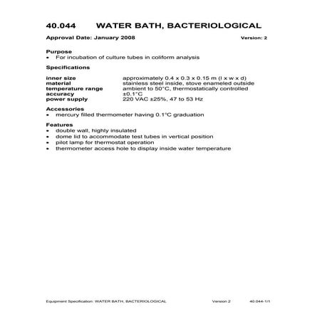 Water bath, bacteriological