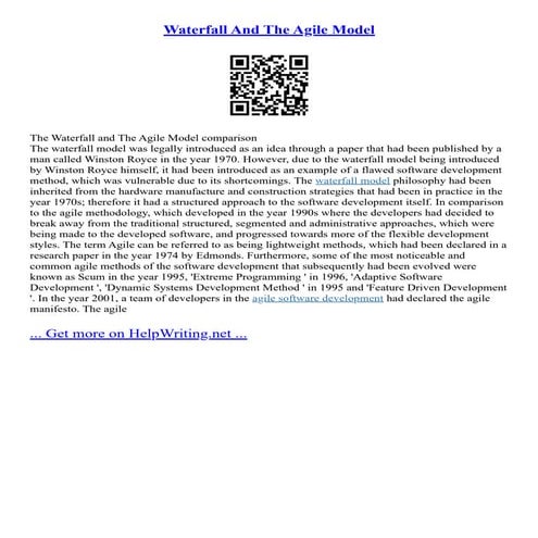 Waterfall And The Agile Model