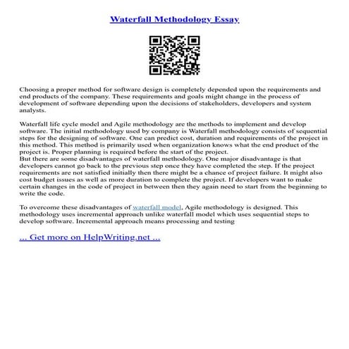 Waterfall Methodology Essay