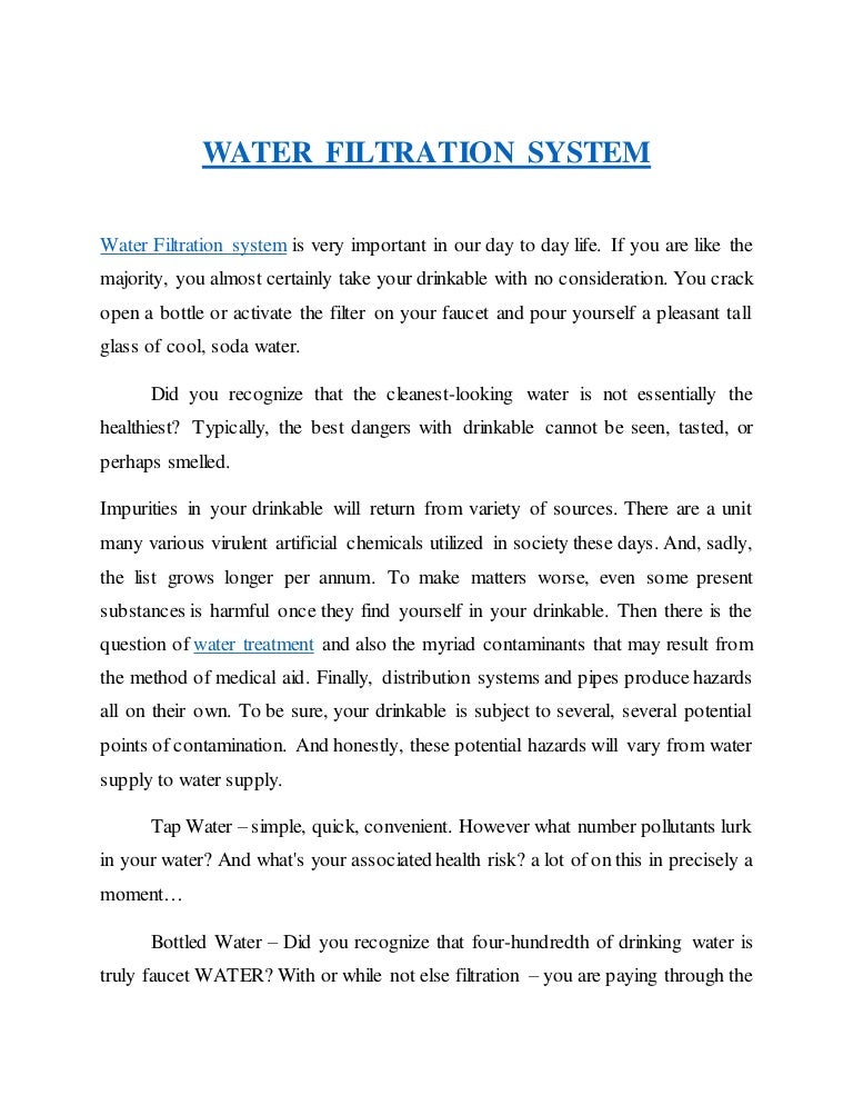 Water filtration system