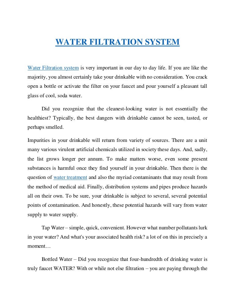 Water filtration system