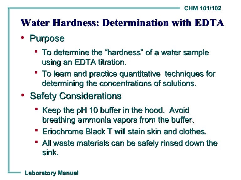 Water hardness edta