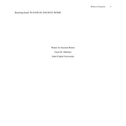 Water In Ancient Rome