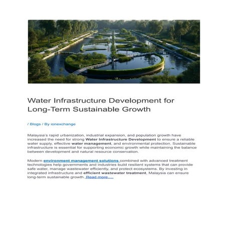 Water Infrastructure Development for Sustainable Growth in Malaysia | PDF