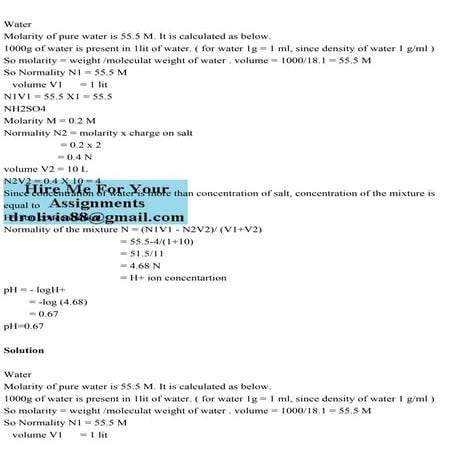 WaterMolarity of pure water is 55.5 M. It is calculated as below..pdf