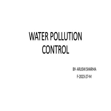 Prevention and Control of Water Pollution | PPTX