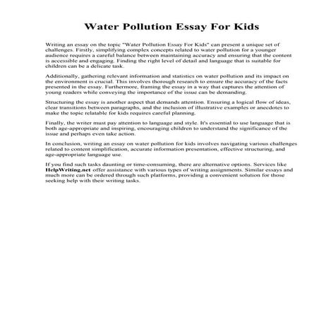 Water Pollution Essay For Kids. Lycoming College
