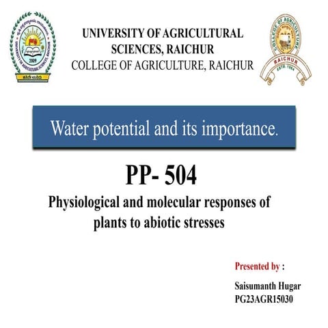 water potential, application  and its components