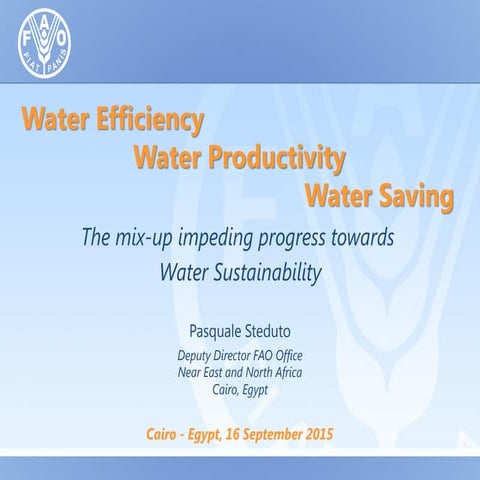 Technical Seminar “Water Efficiency, Water Productivity, Water Saving" 